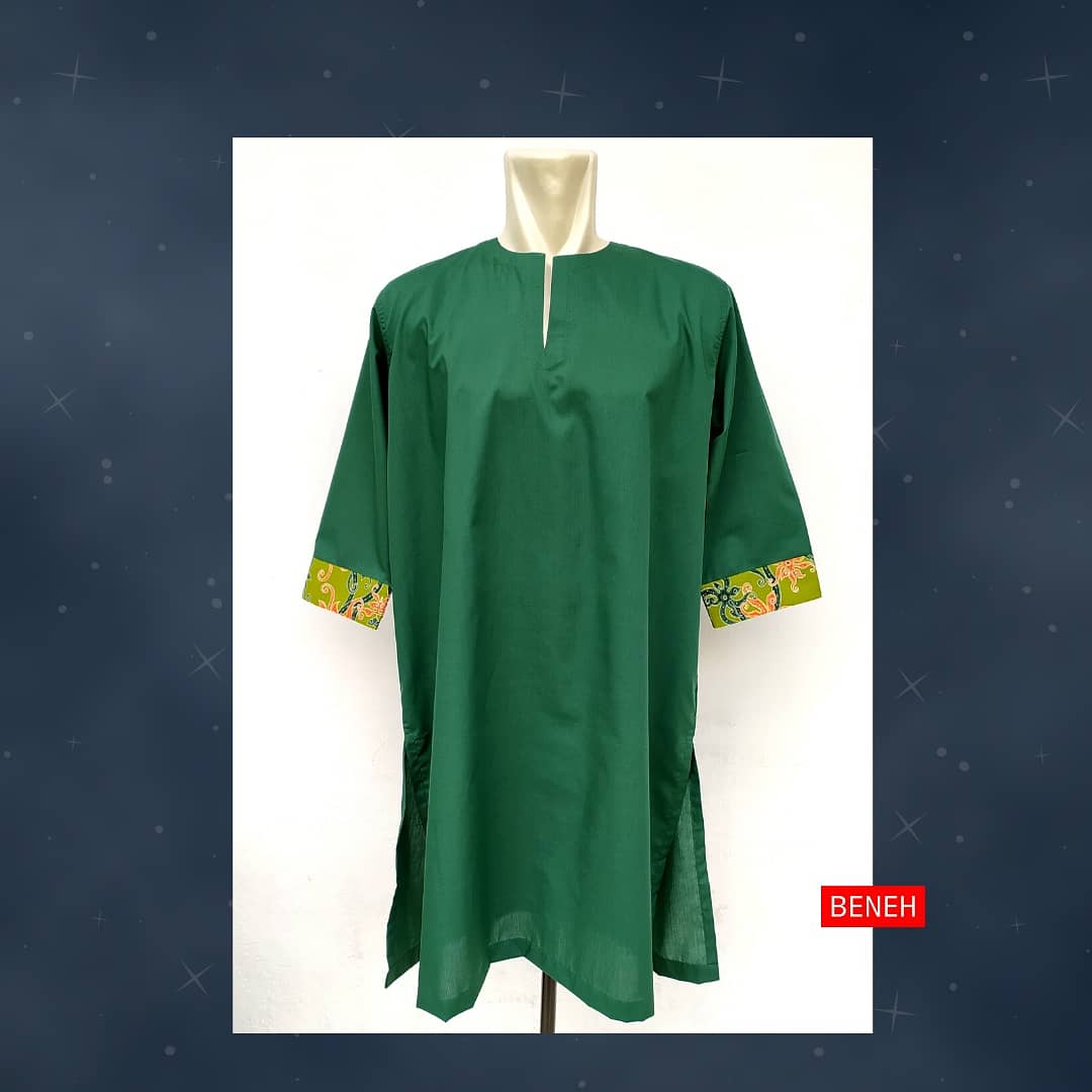 BENEH SETELAN KURTA/GAMIS BAJU MUSLIM BATIK KALTIM SIZE M