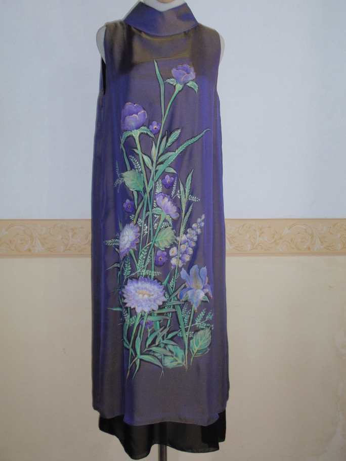 Silk Dress Red & Violet