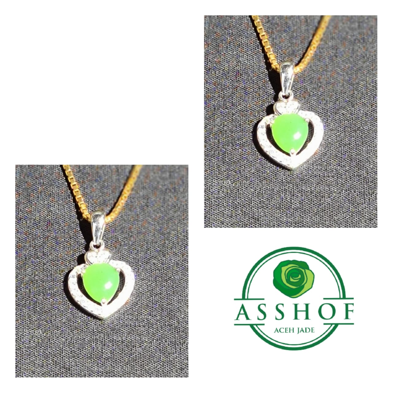 Kalung Giok Jade love necklace + silver