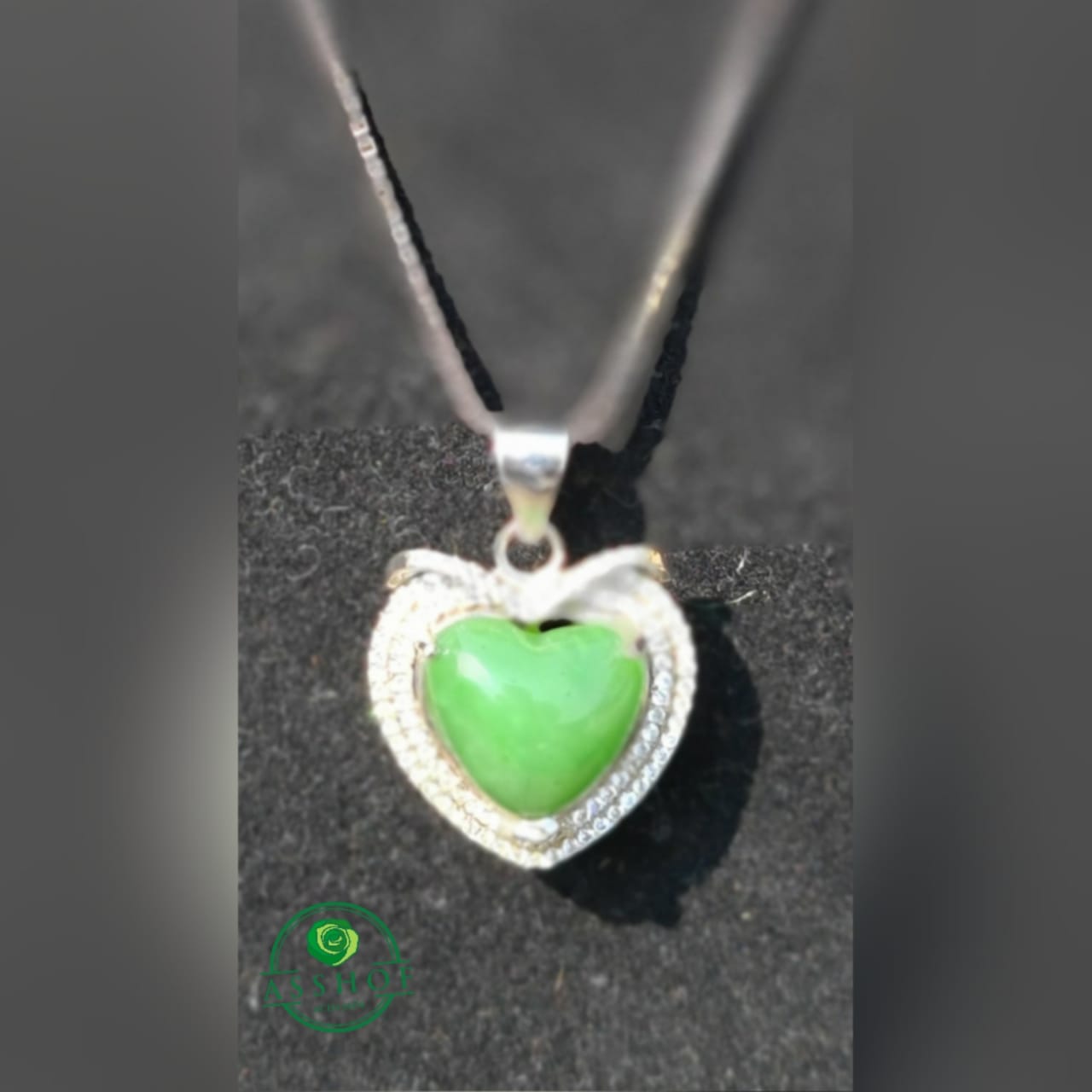 Kalung Giok Jade love + silver