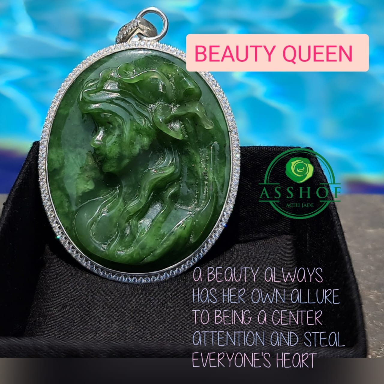 Kalung Giok Jade "Beauty Queen" Ukir Pemium