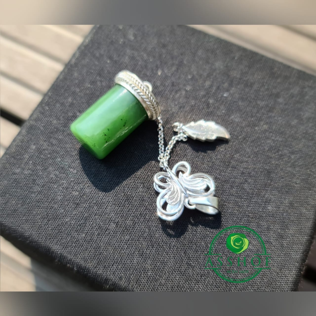 Kalung Giok "Rebirth of Butterfly" Pendant Silver Jade