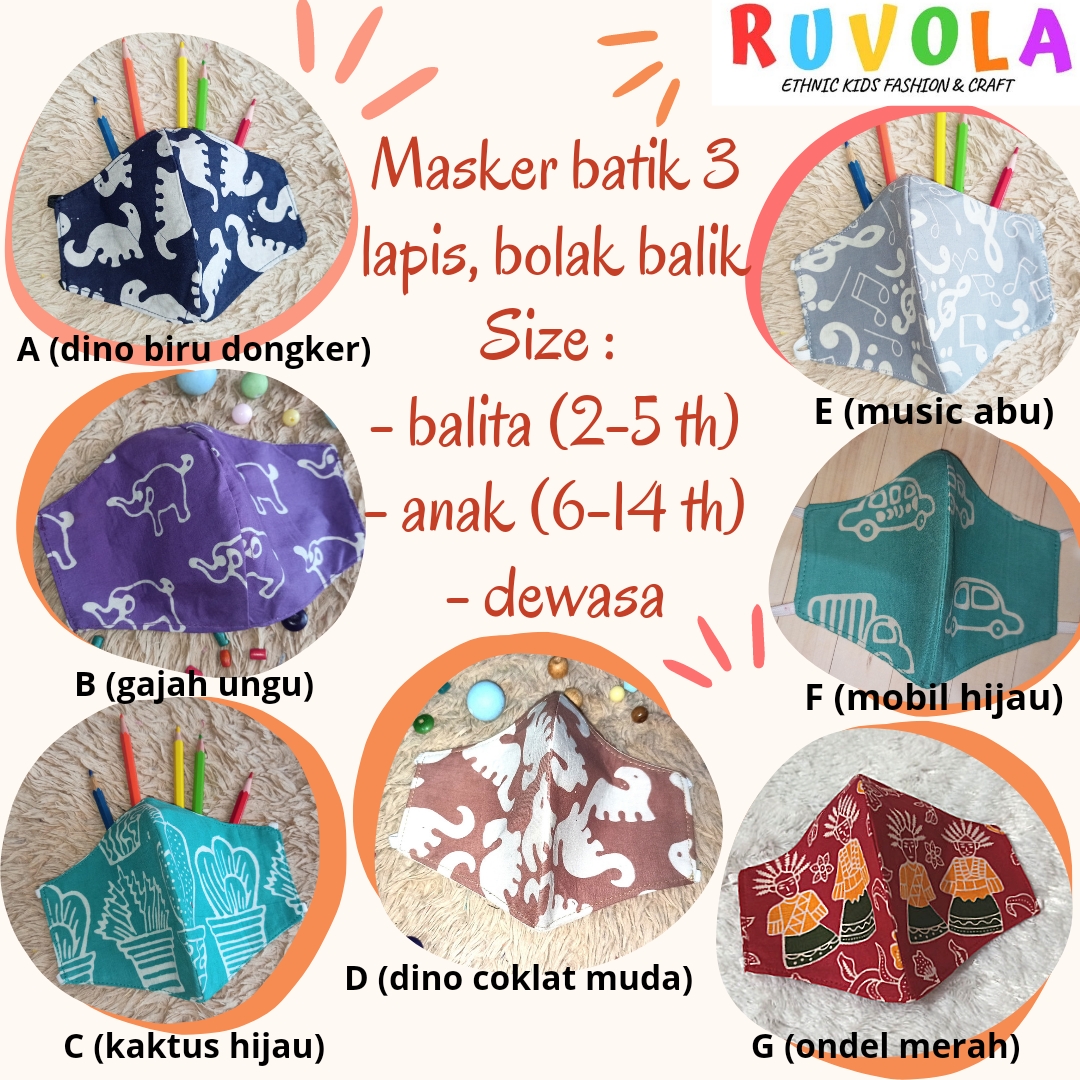 Masker batik kids 3 ply