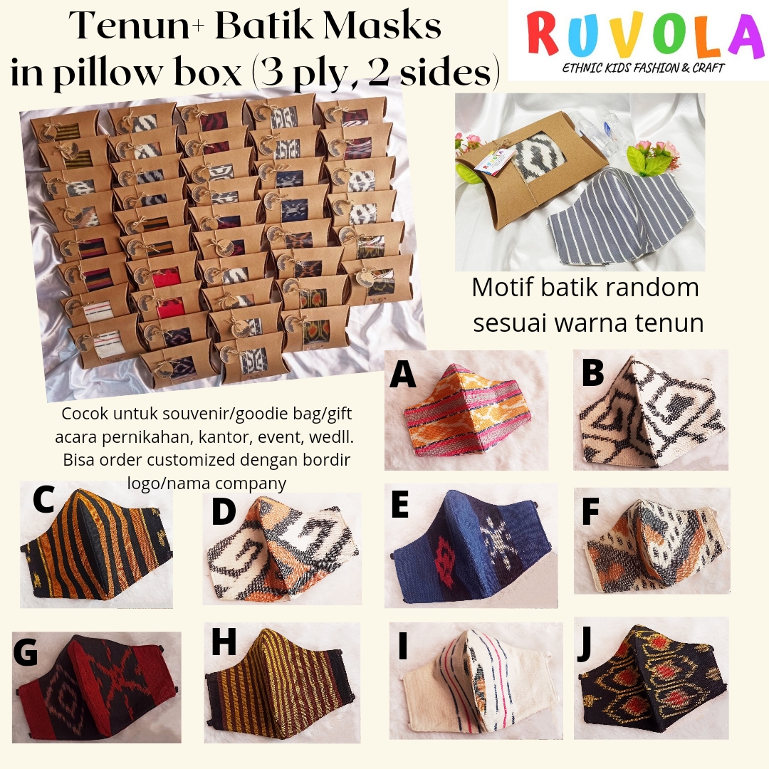 Masker tenun batik 3 ply in pillow box