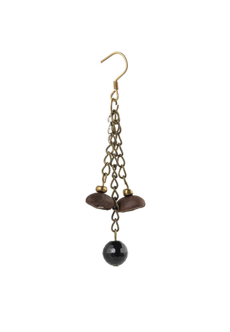 Coffee Beans and Stones Chain Earrings