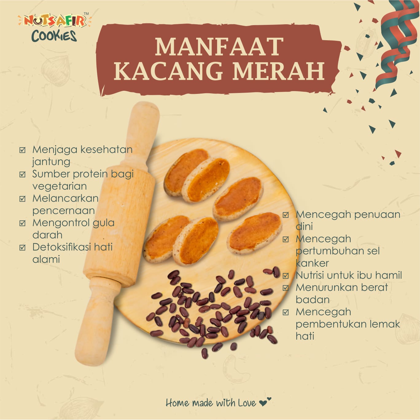 Nutsafir Cookies Kacang Merah