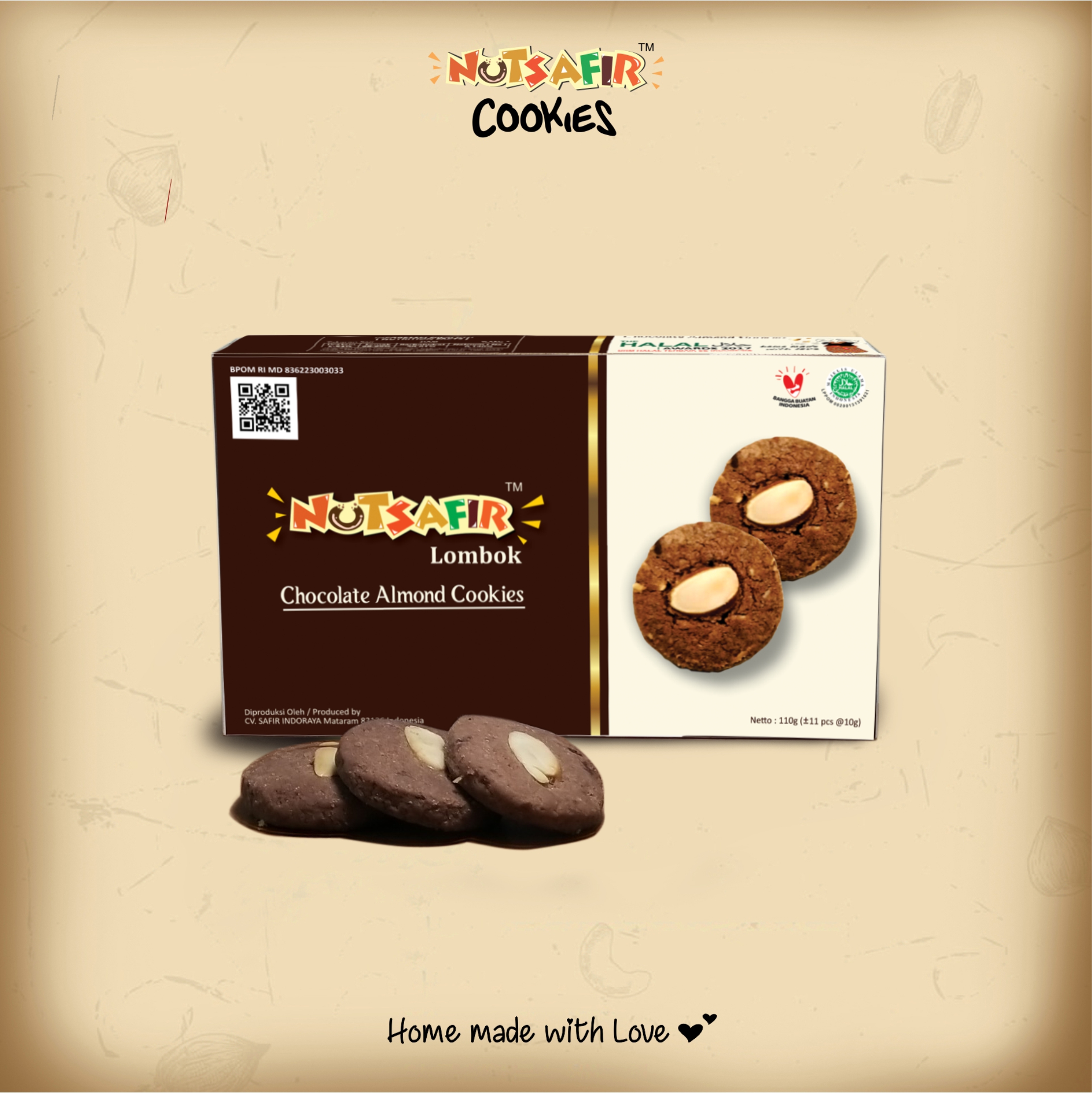 Nutsafir Cookies Coklat Almond