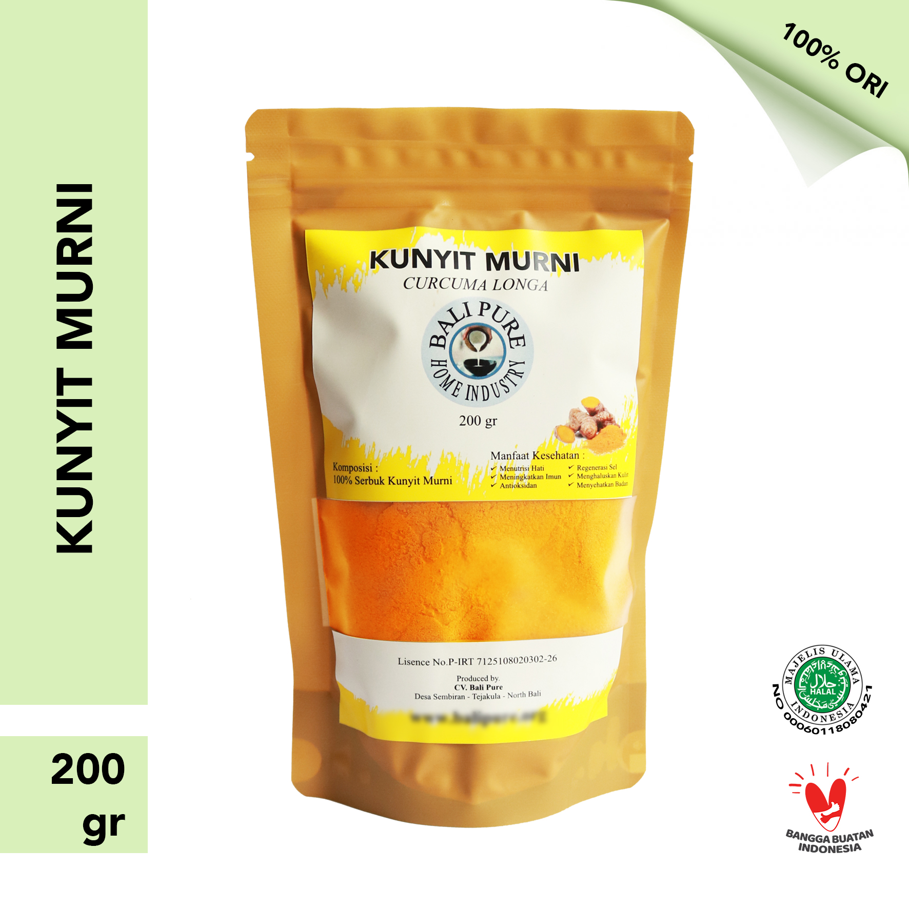 Bali Pure Home Industry - Kunyit Murni Bubuk Powder 200 gr