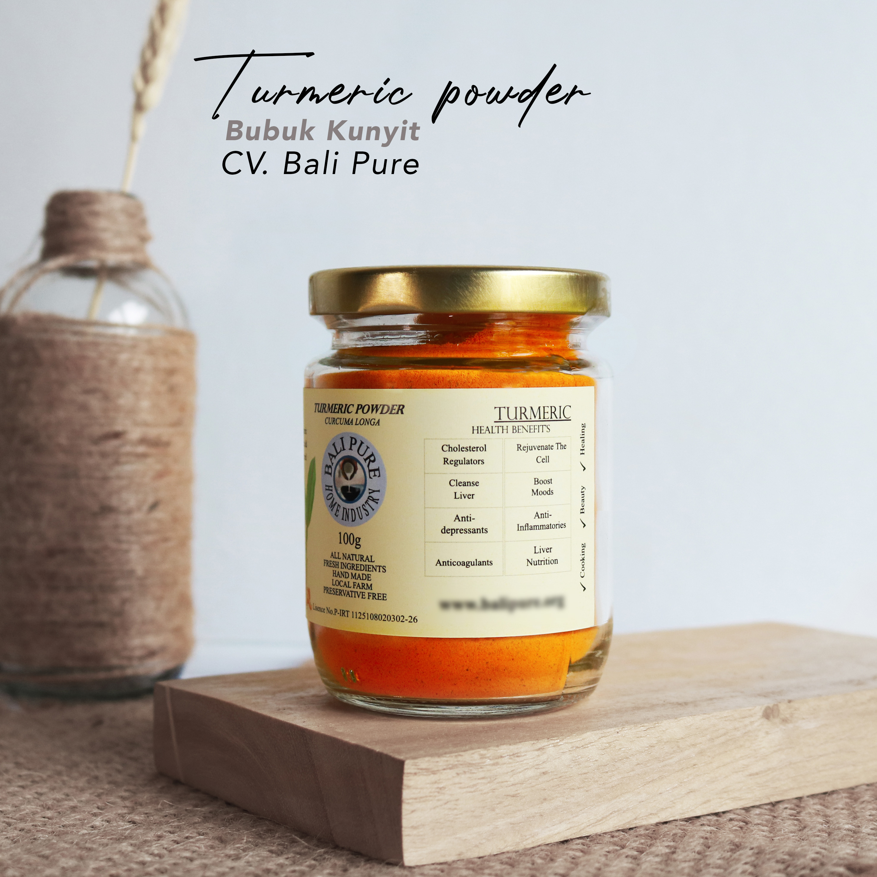 Bali Pure Home Industry - Kunyit Bubuk Murni Alami (Turmeric Powder)  100gr