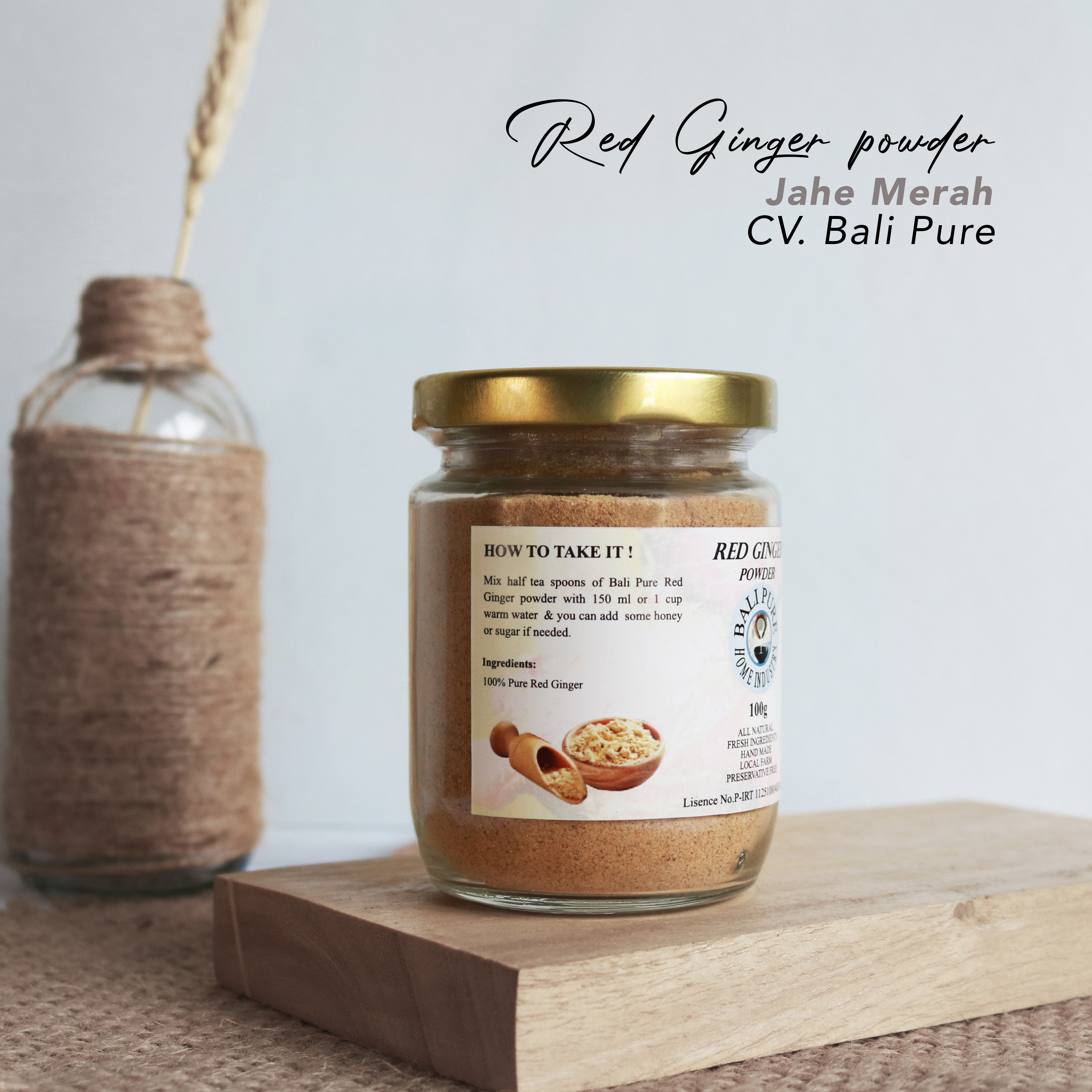 Bali Pure Home Industry - Jahe Merah Bubuk Murni Ginger Powder Alami Natural 100 gr