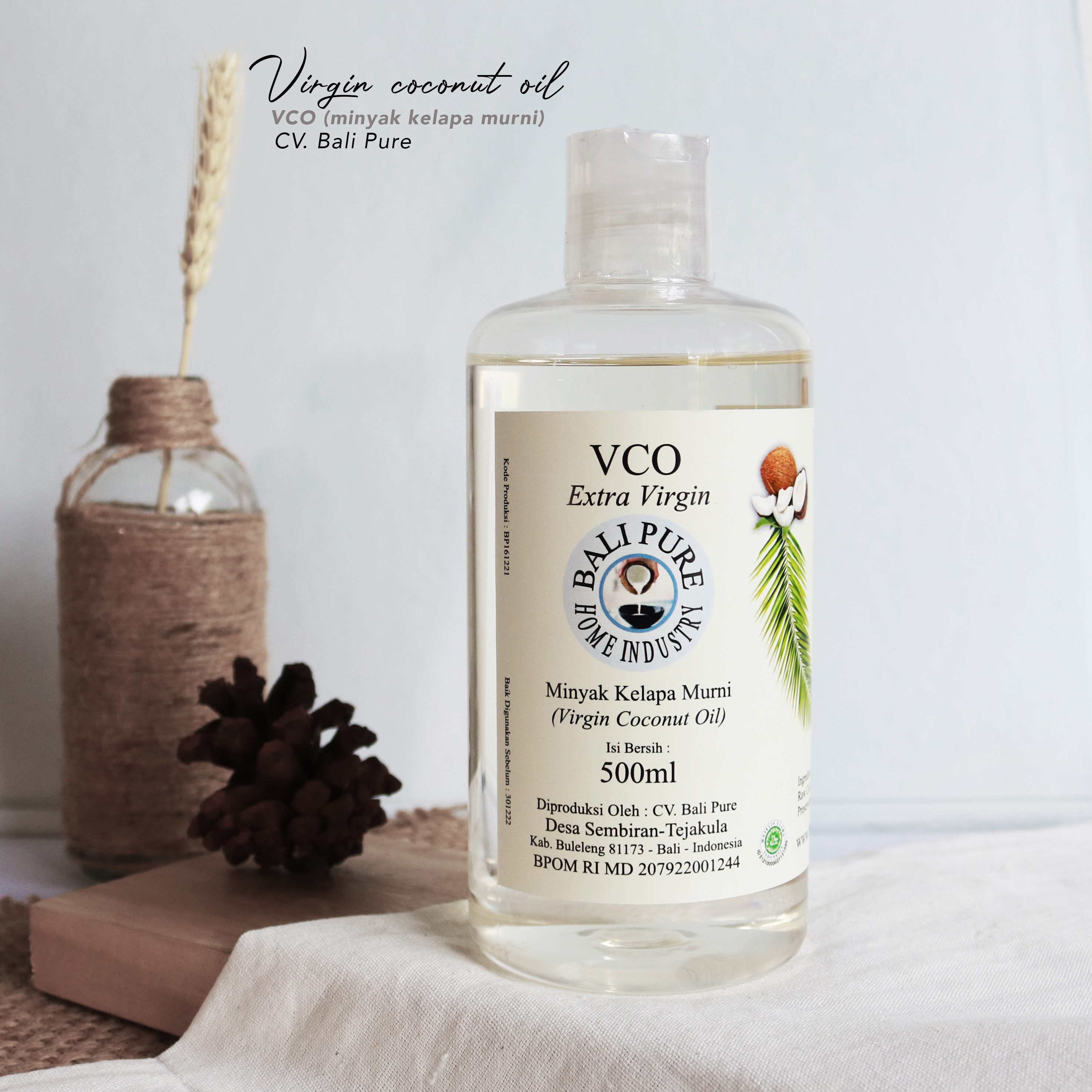 Bali Pure Home Industry - Virgin Coconut Oil (VCO) Minyak Kelapa Murni Alami Extra Virgin 500ml