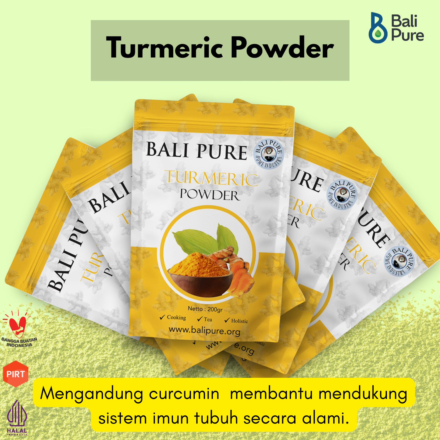 Bali Pure Home Industry- Bubuk Kunyit Turmeric Powder 200gr Bundling 5x