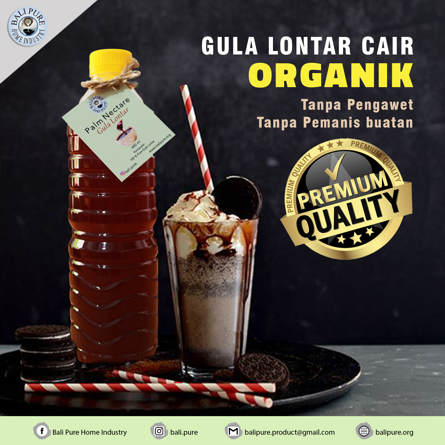 Bali Pure Home Industry - Gula Merah Lontar Cair Manis Alami 600ml