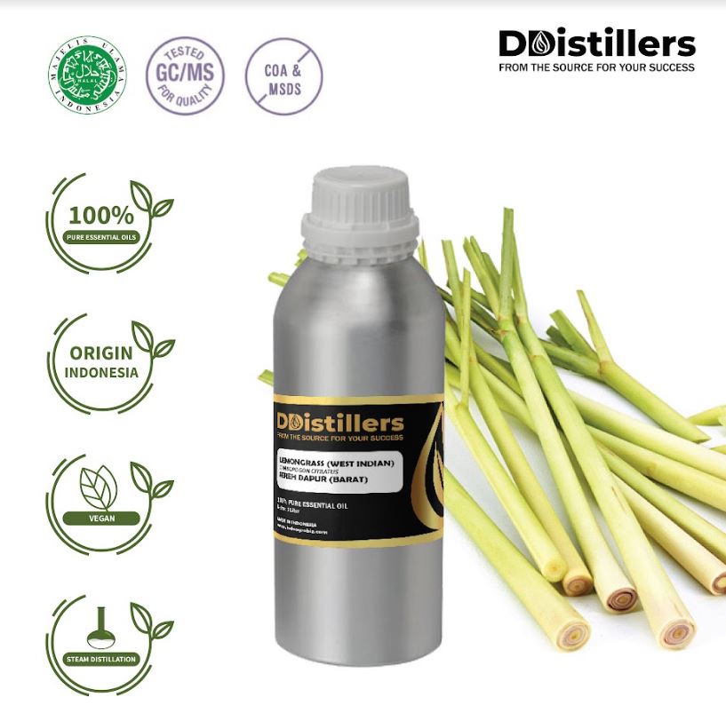 Sereh Dapur Barat / Lemongrass (West Indian) Essential Oil 100% Pure (1 L SS EXP)