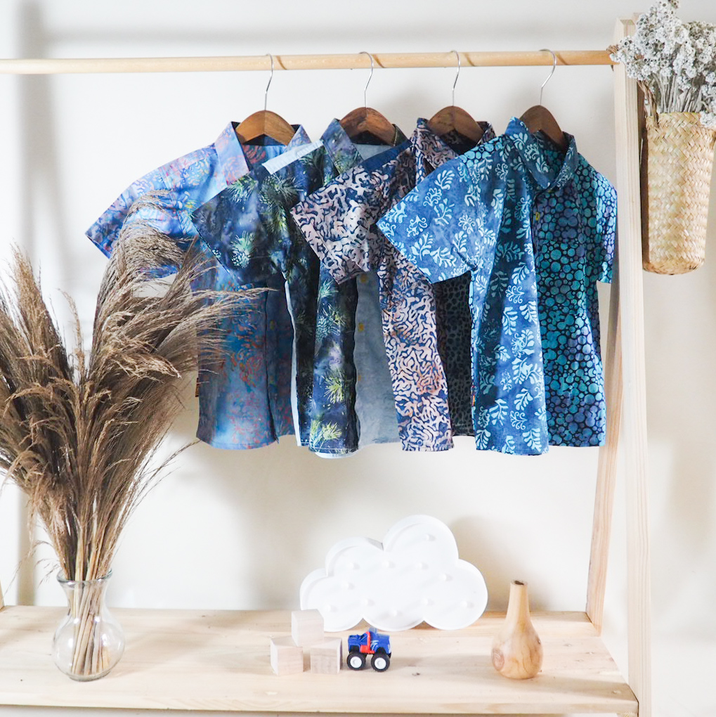 Kemeja Anak Batik Tie Dye Motif Blue Lantern