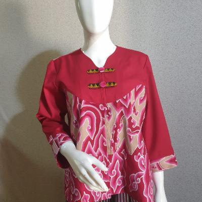 Blouse Lurik tangan panjang