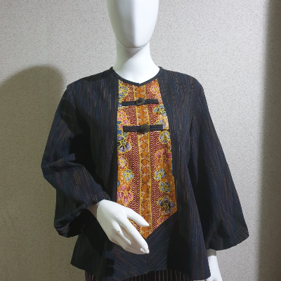 Blouse Lurik tangan panjang