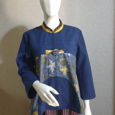 Blouse Lurik tangan panjang