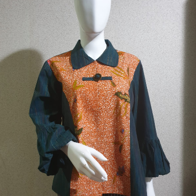 Blouse Lurik tangan panjang