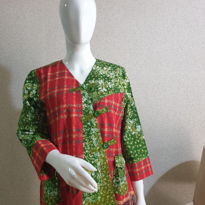 Blouse Lurik tangan panjang