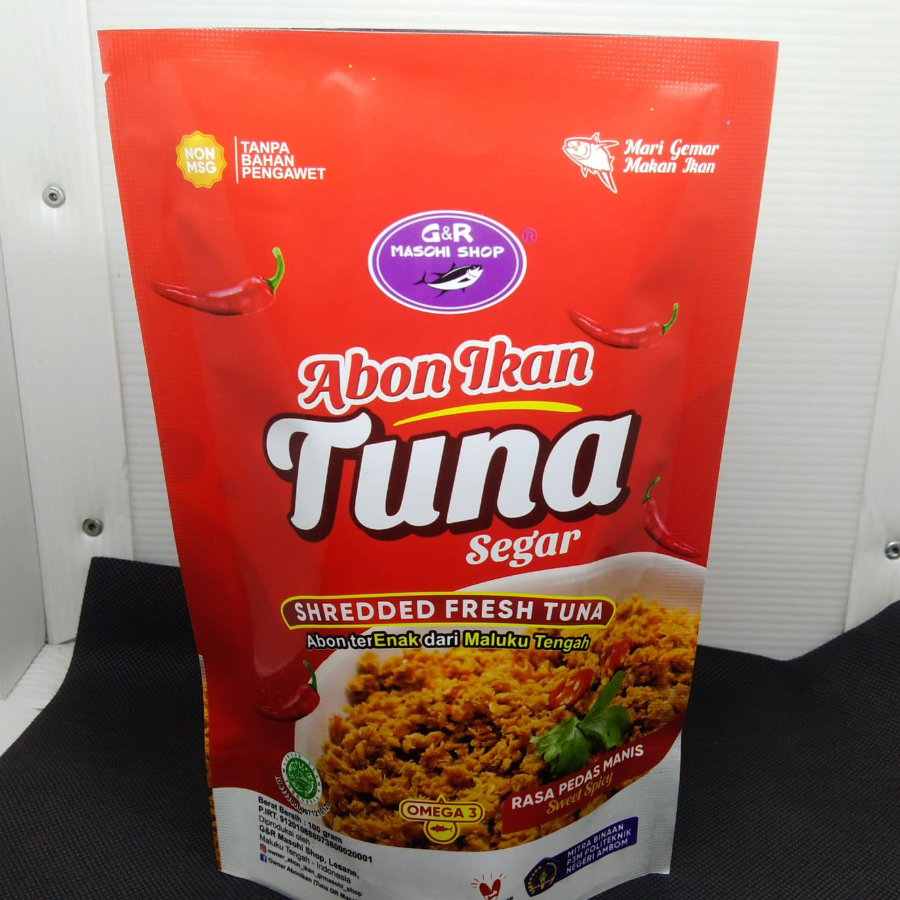 abon ikan tuna rasa pedas manis