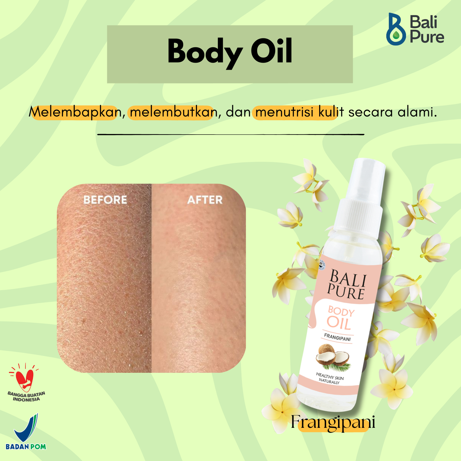 Bali Pure Home Industry Body Oil 100 ml Frangipani BPOM