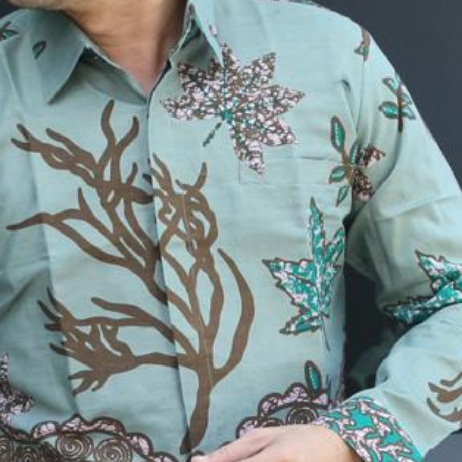 Kemeja batik pria lengan panjang slimfit lapis puring andala