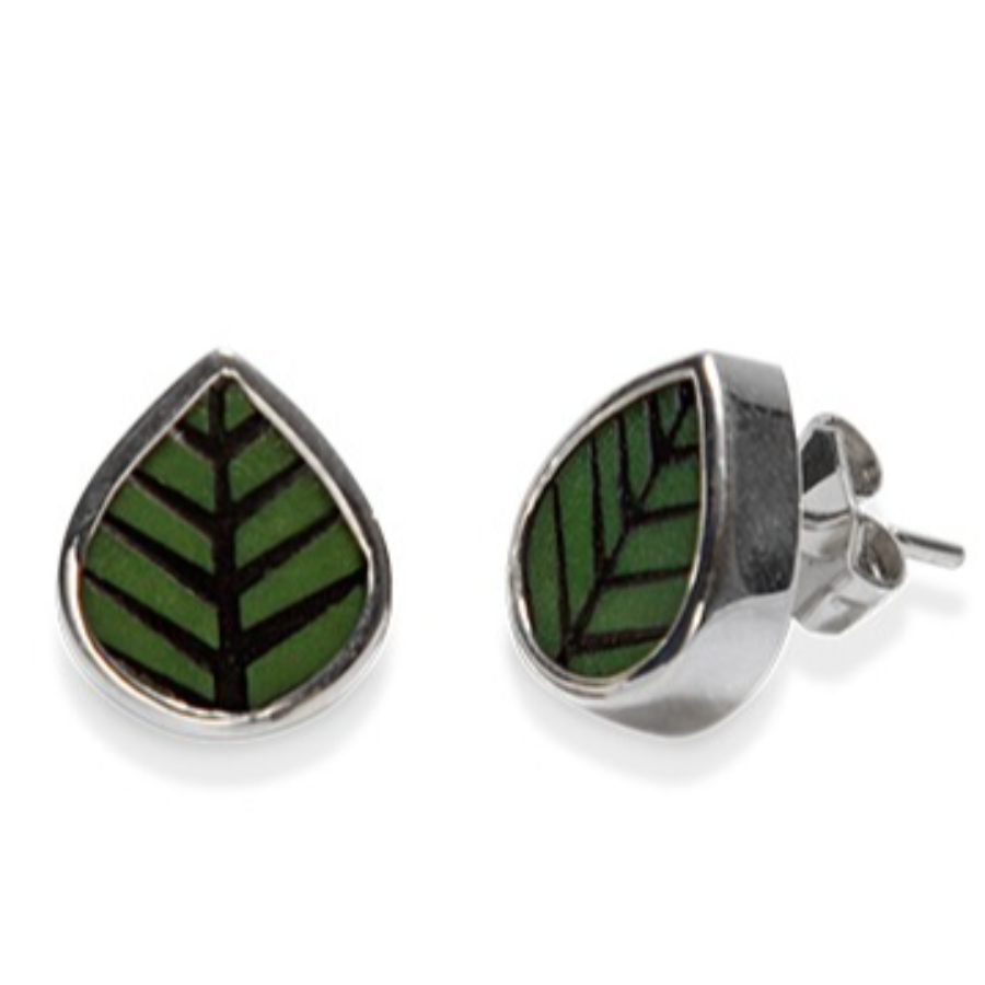 Anting Hijau Daun Silver