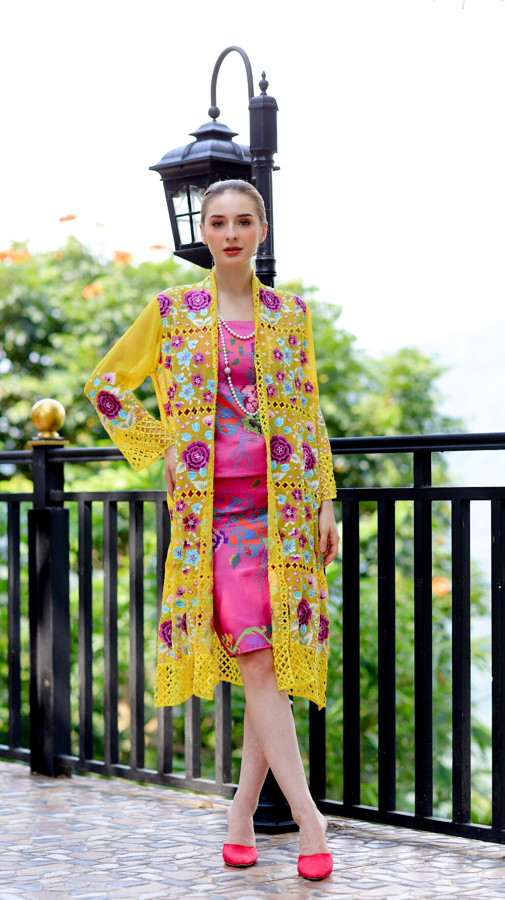 Kebaya Long Outer Kawung Jasmine Yellow