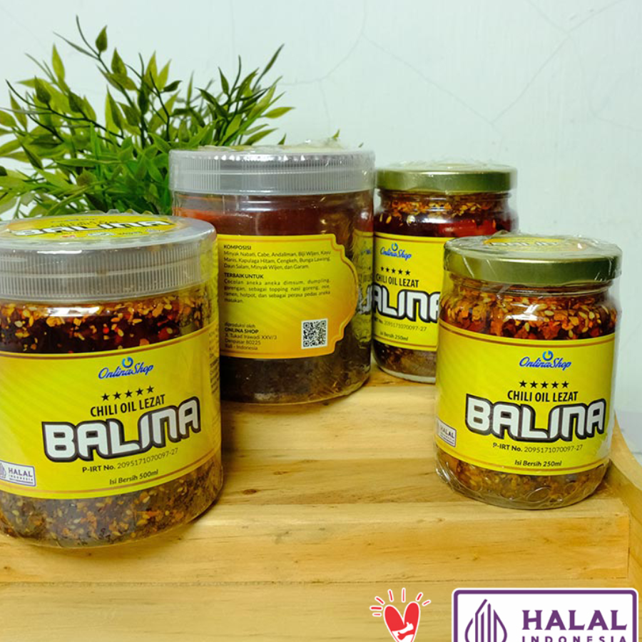 BALINA Chili Oil Lezat 250ml Halal Kemasan Stoples Kaca