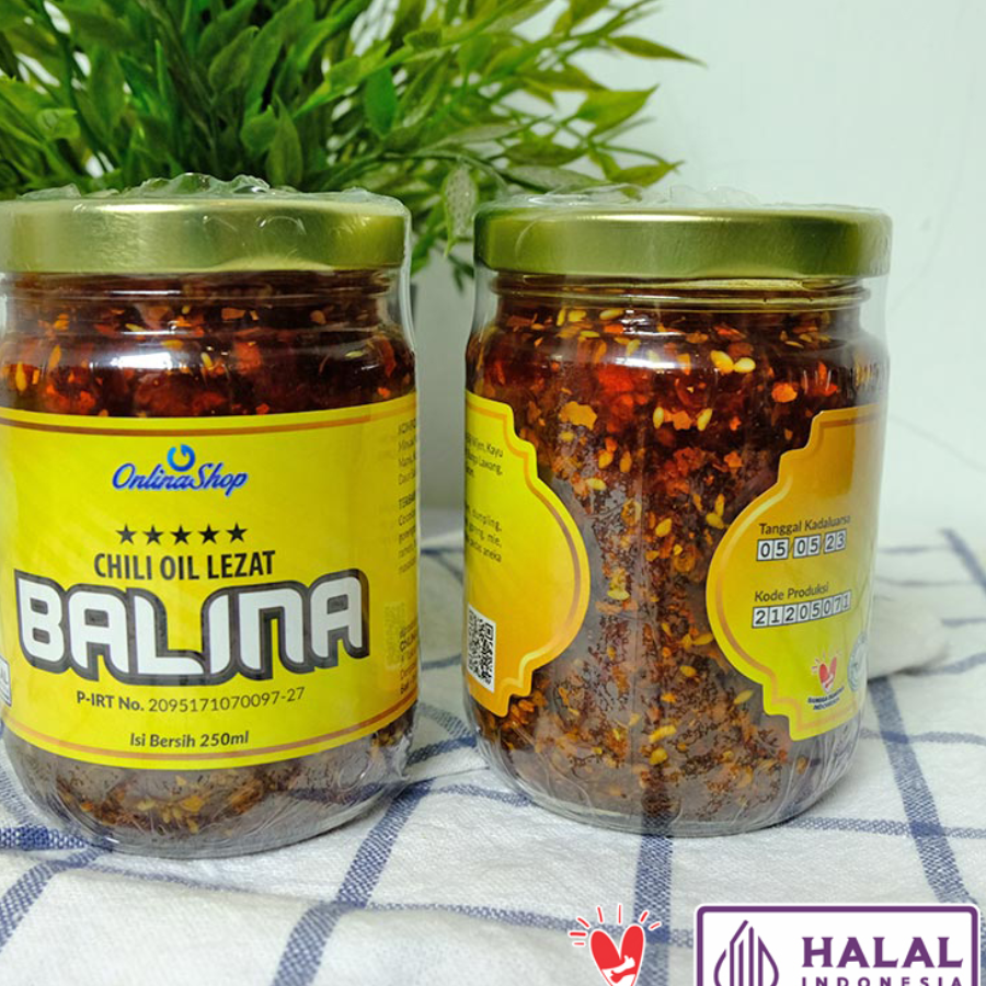 BALINA Chili Oil Lezat 500ml Halal Kemasan Stoples Plastik