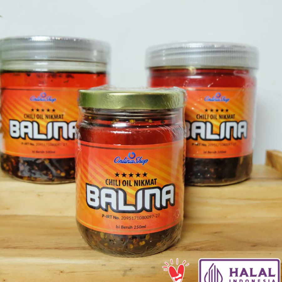 BALINA Chili Oil Nikmat 250ml Halal Kemasan Stoples Kaca