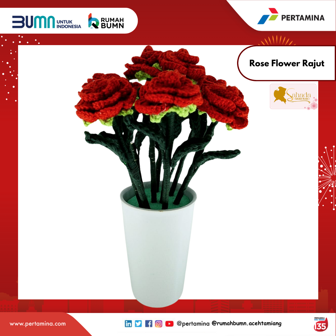 Roseflower Rajut Pot Keramik