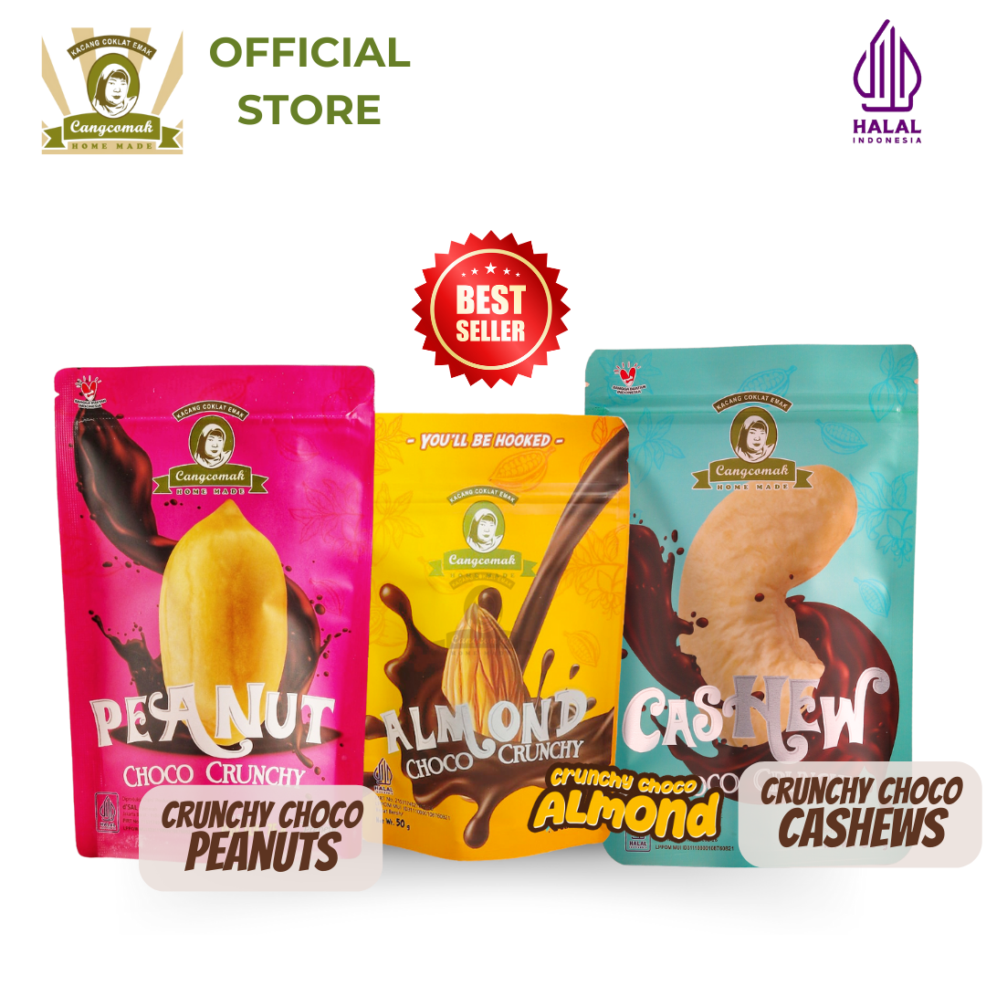 Souvenir Snack Paket Kacang Coklat Panggang Cangcomak - Kacang Coklat Kacang Mede Almond Coklat Panggang 3 in 1
