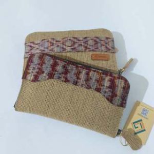 UWAISGEN Dompet Kipas Kenia Goni Endek Etnik Bali Handmade