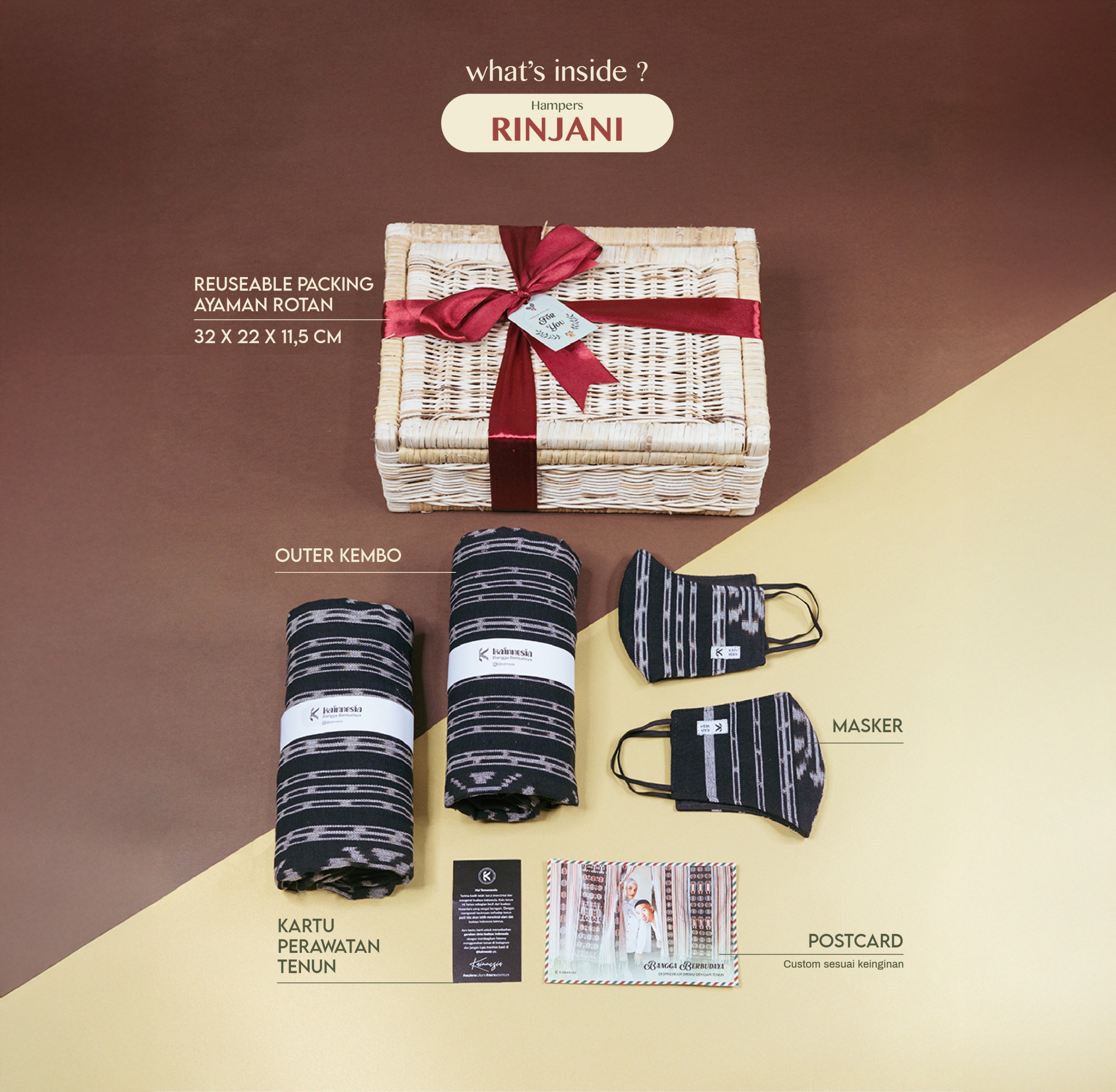 KAINNESIA Rinjani-Souvenir Hampers Pernikahan Birthday Gift Graduation Gift Birthday Hampers Custom