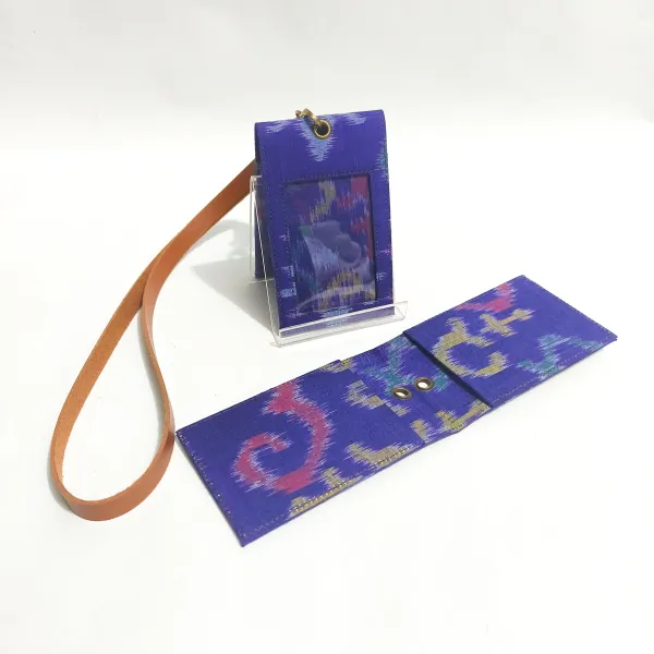 UWAISGEN Nametag/Lanyard 2 sisi Endek Etnik Bali Handmade