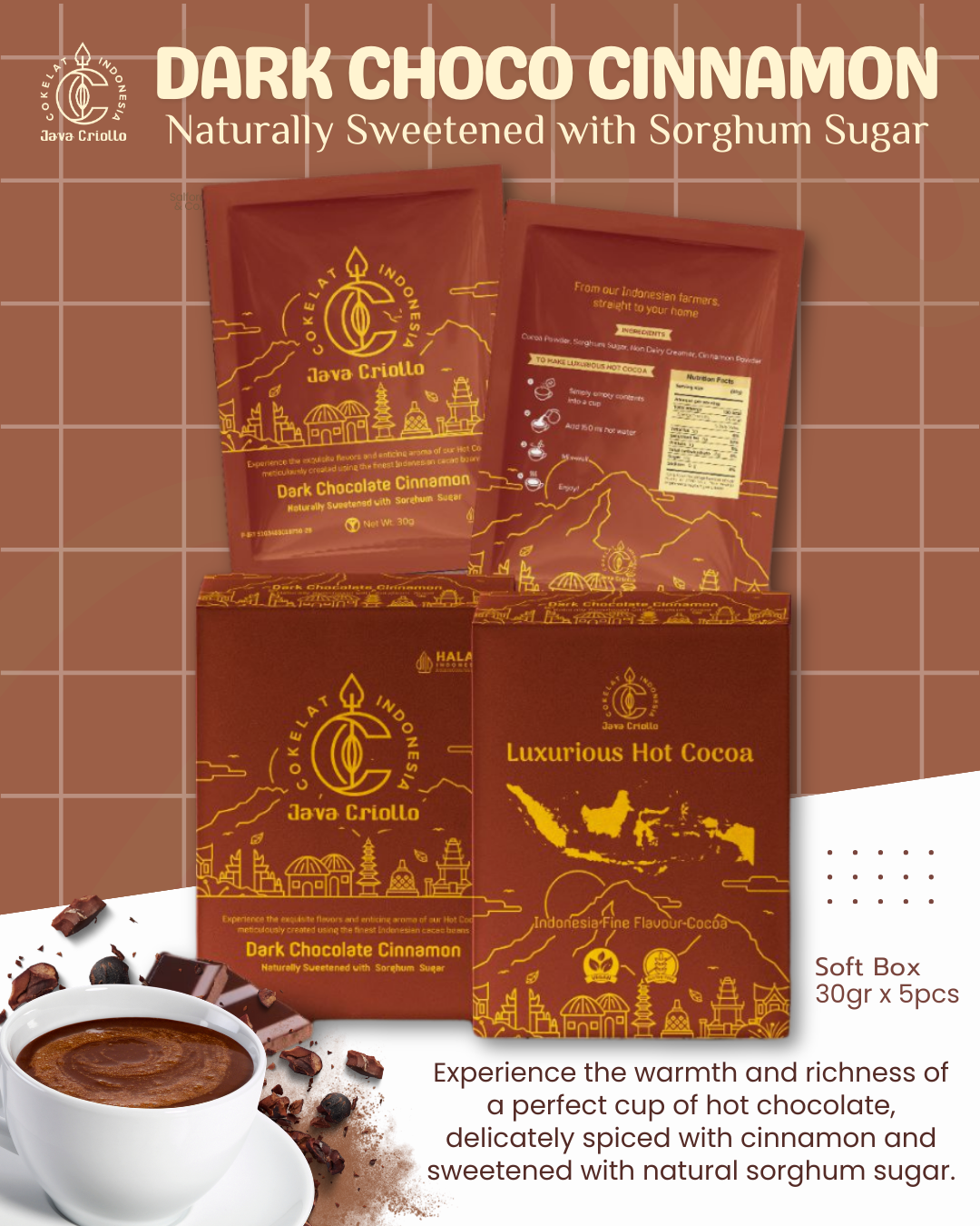 Dark Chocolate Powder Mix Cinnamon & Sorghum Sugar