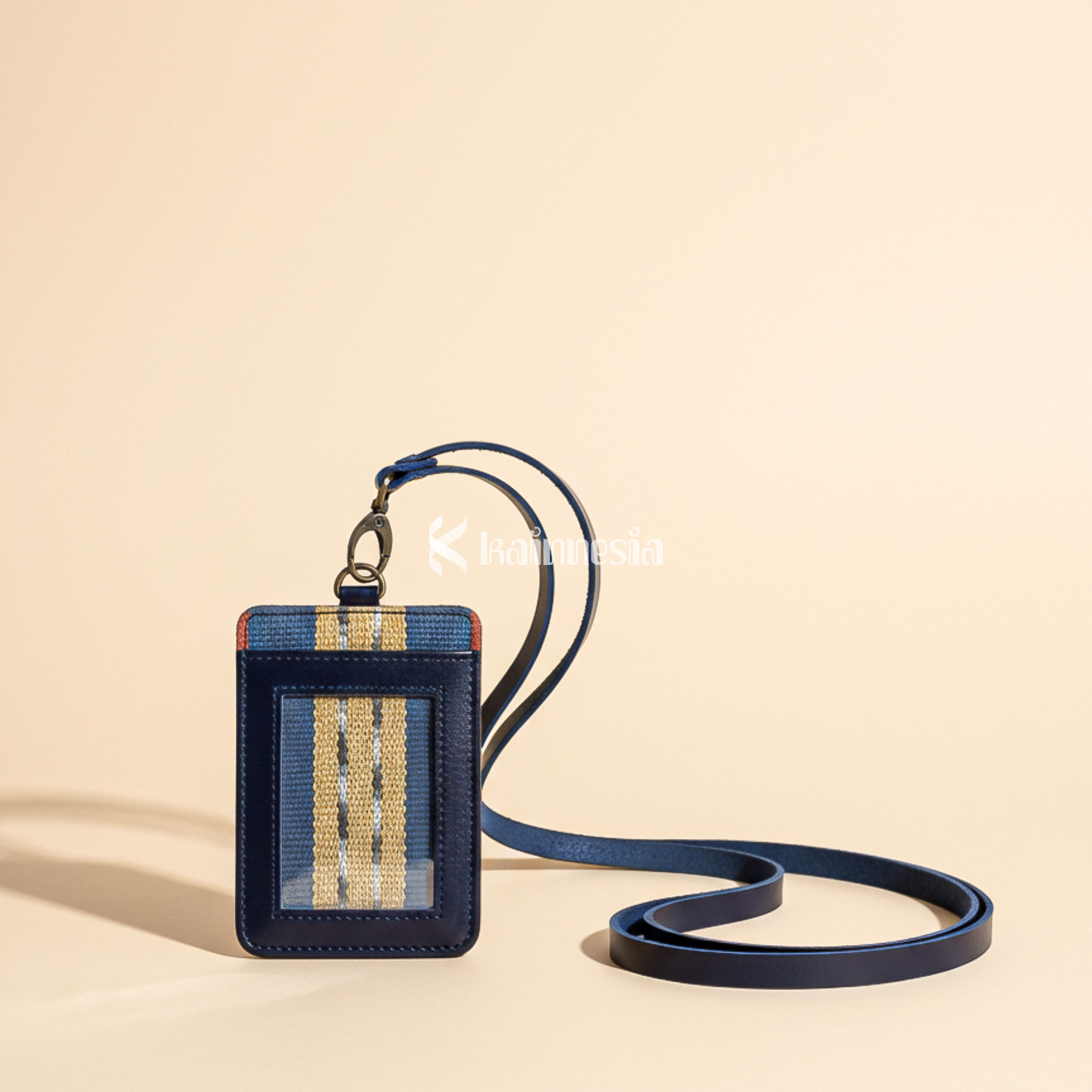 KAINNESIA Tag ID Card Holder - Selip Tenun Kulit Sapi Asli