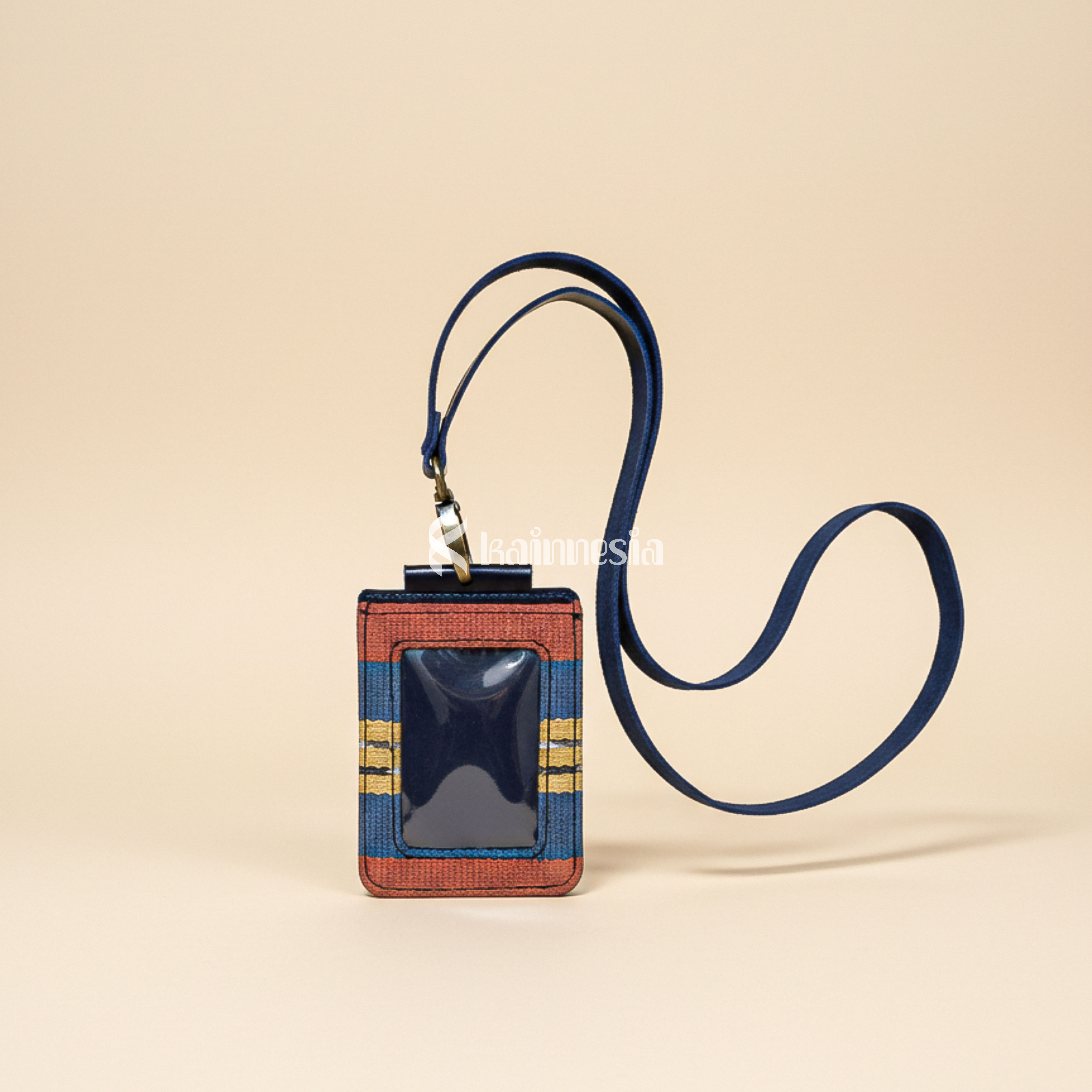 KAINNESIA Tag ID Card Holder - Selip Tenun Kulit Sapi Asli