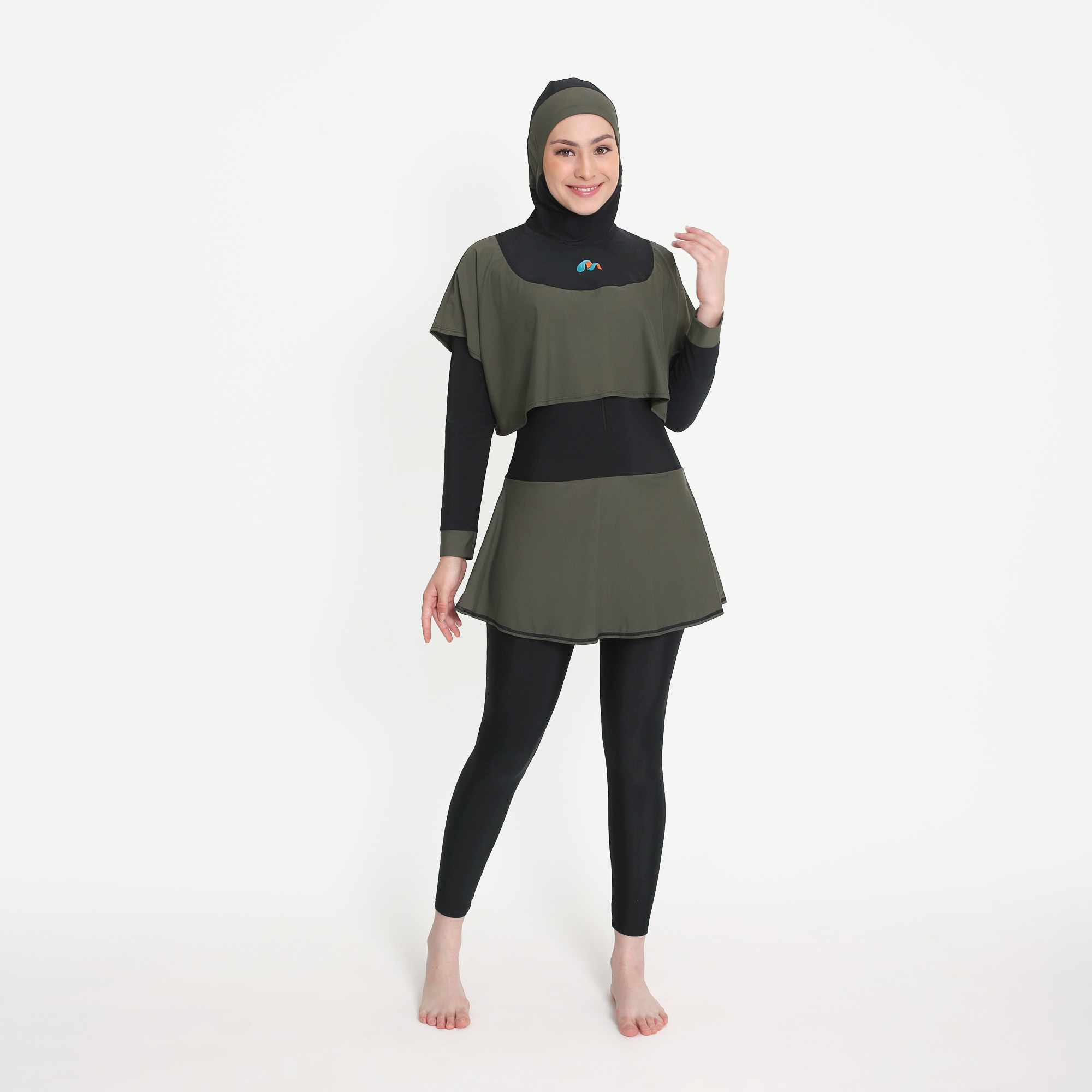 Medina Baju Renang Muslim Slim Fit Bolero Black Army
