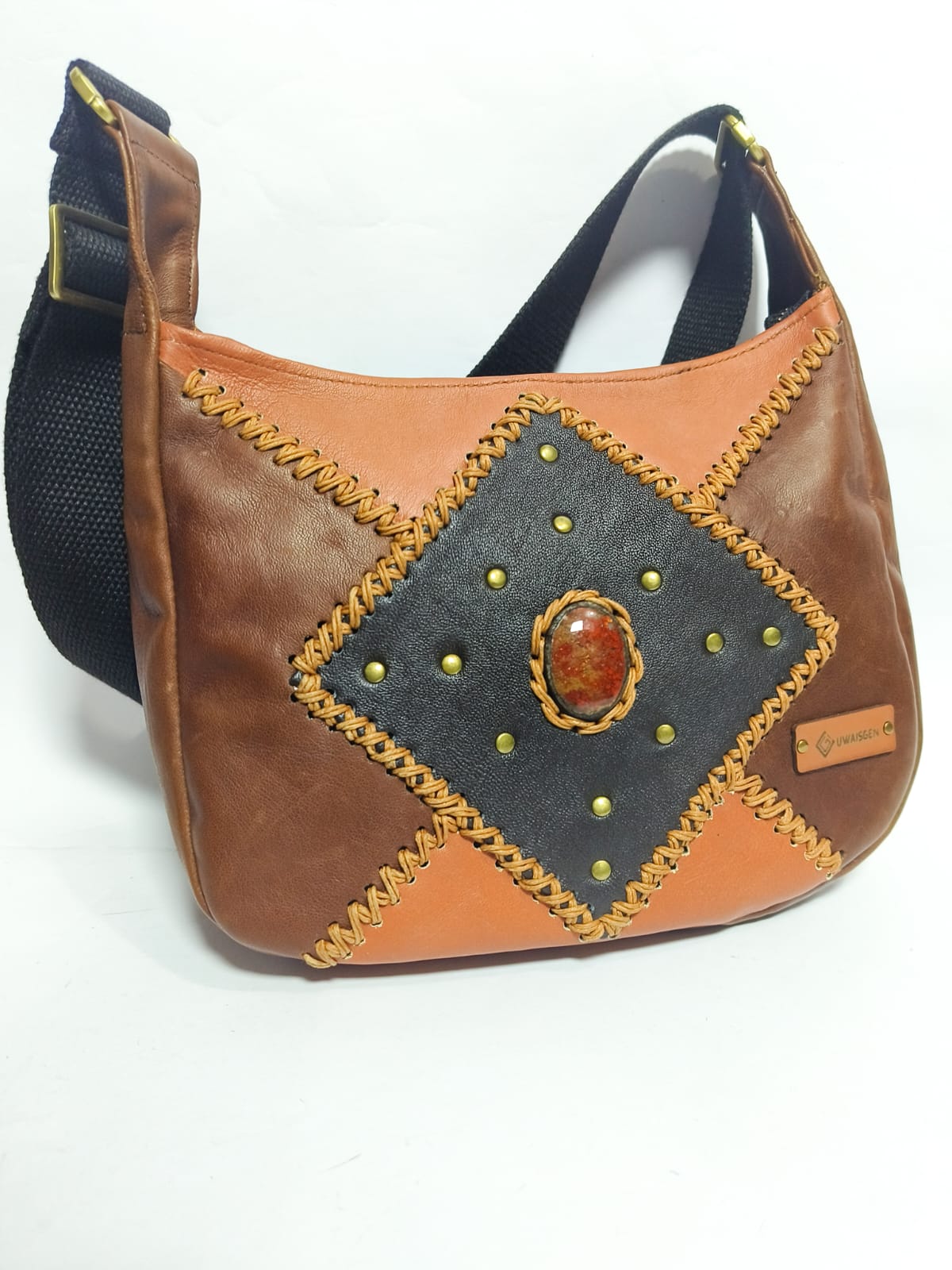 UWAISGEN Tas Selempang Pria/Wanita Kulit Asli Boho Luna Bag