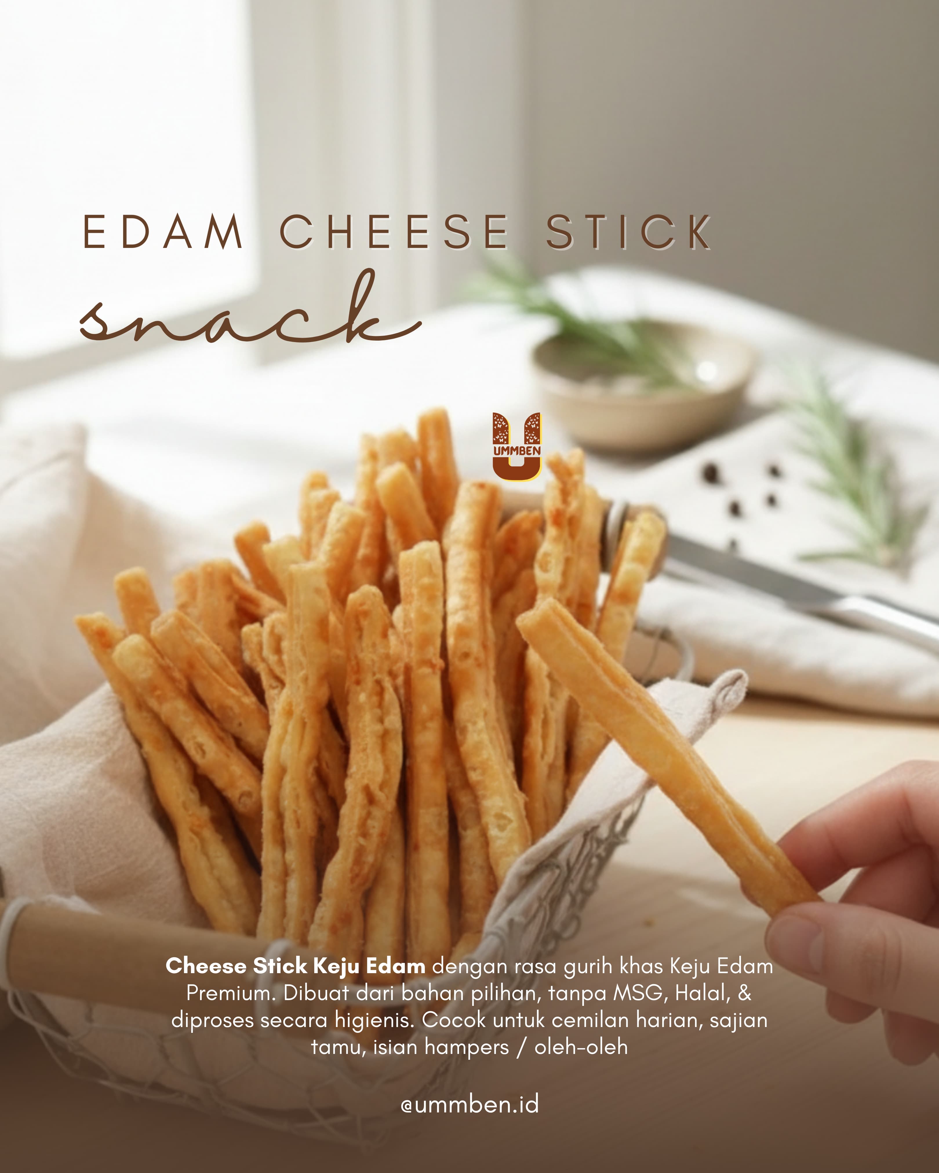 MACIIS Ummben Cheese Stick Keju Edam Toples 160g Cemilan Anak Dewasa Homemade Tanpa MSG Halal