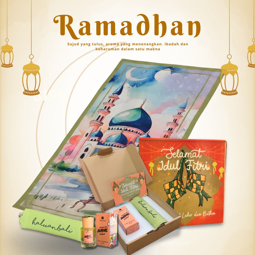 Hampers Ramadhan HaluanBali â€“ Sajadah Premium + Parfum HAYAL 30ml | Gift Idul Fitri Eksklusif