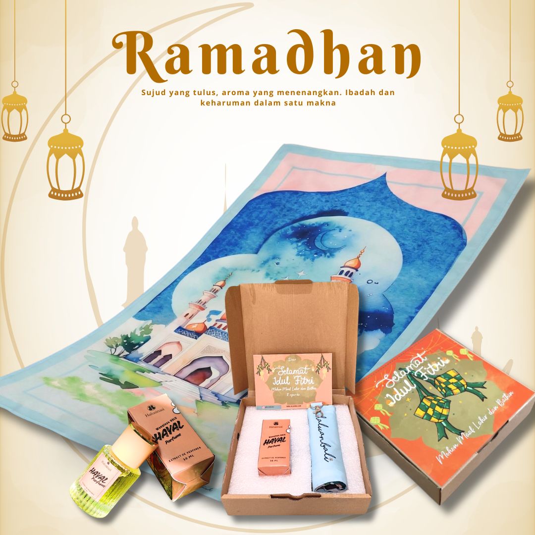 Hampers Ramadhan HaluanBali â€“ Sajadah Premium + Parfum HAYAL 30ml | Gift Idul Fitri Eksklusif