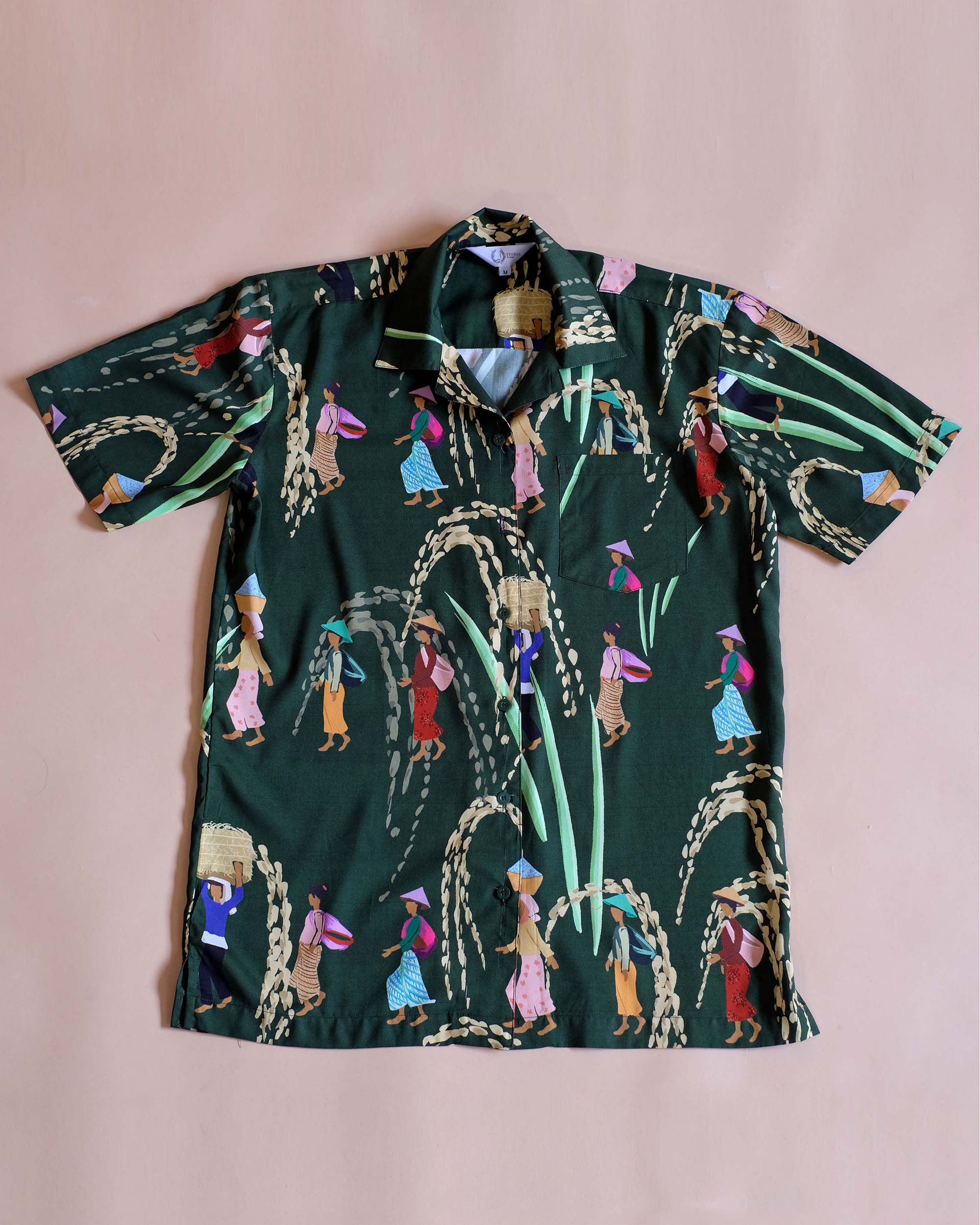 Unisex Shirt Farmer Print - Kemeja Unisex Motif Petani (Moss Green) - Kemeja Only